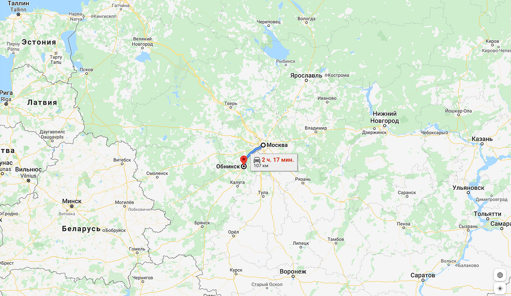 Map of Russia with Obninsk